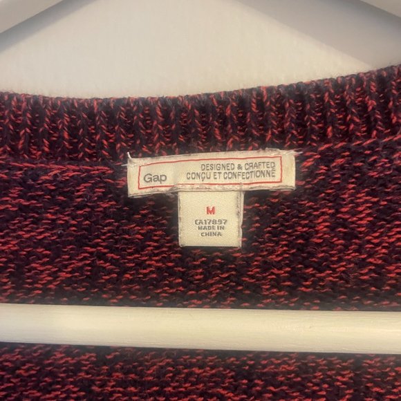 Gap Burgundy Cotton Marled U-Neck Sweater Size Medium Fall Winter - Picture 4 of 6
